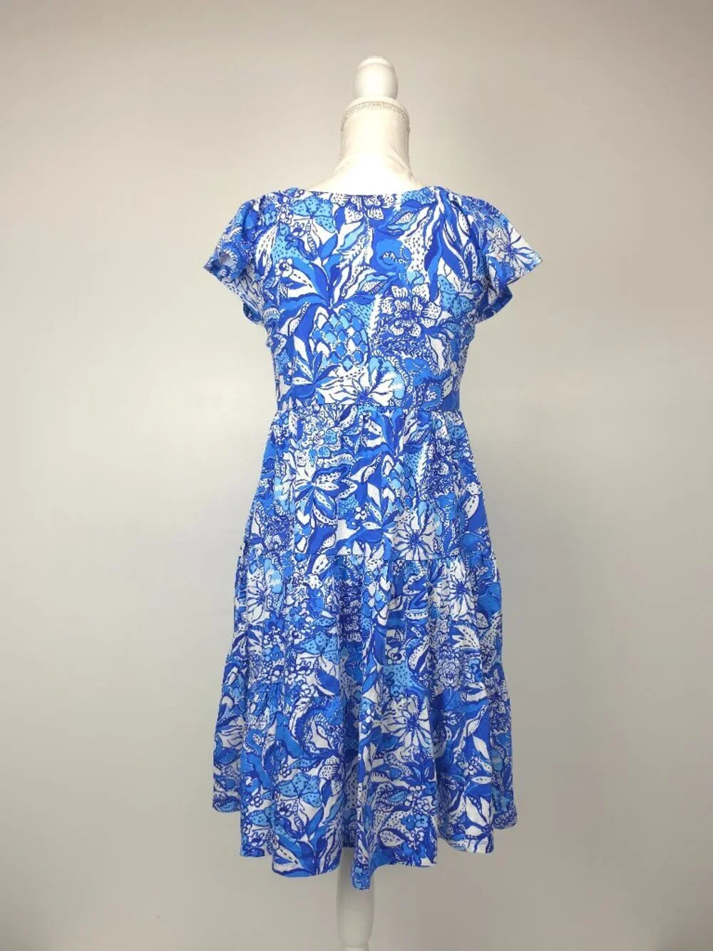 NWOT Lilly Pulitzer Kawai Swing Dress Blue Tang Flocking Fabulous Floral Dress S